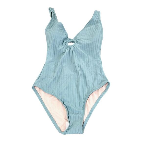 Kona Sol Women's Light Blue Striped One-Piece Swimsuit Size S - Picture 13 of 14